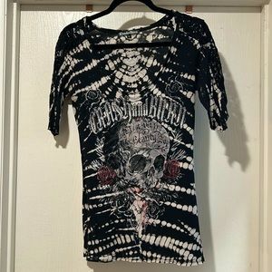 Ladies Crash & Burn Tie Dye Lace Sleeve Top